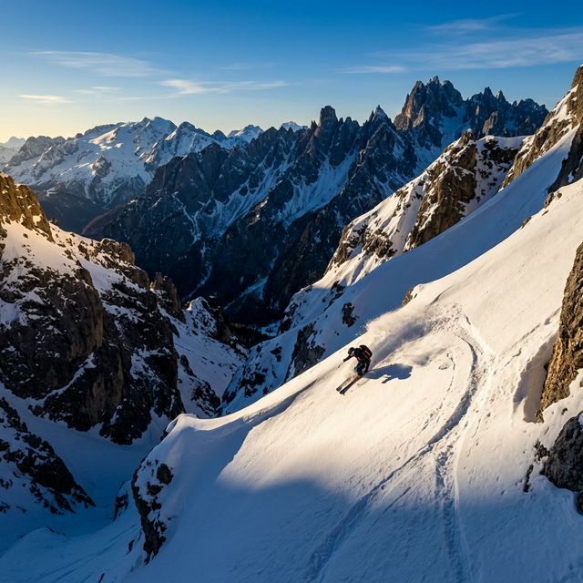 Cinematic ski shot